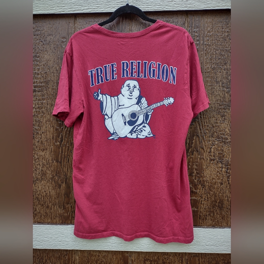 True Religion Red Graphic T Shirt Mens Large